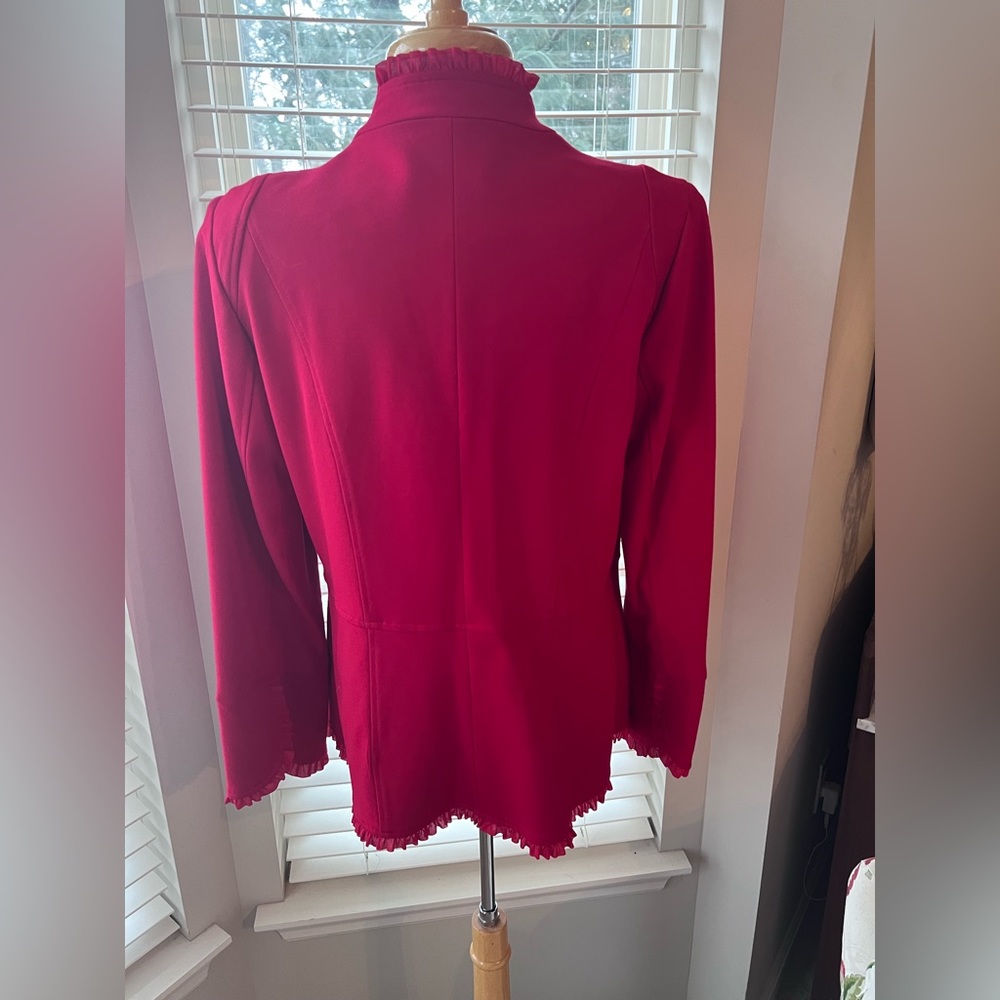 Chico’s Red Ruffle Blazer Jacket - Picture 2 of 8